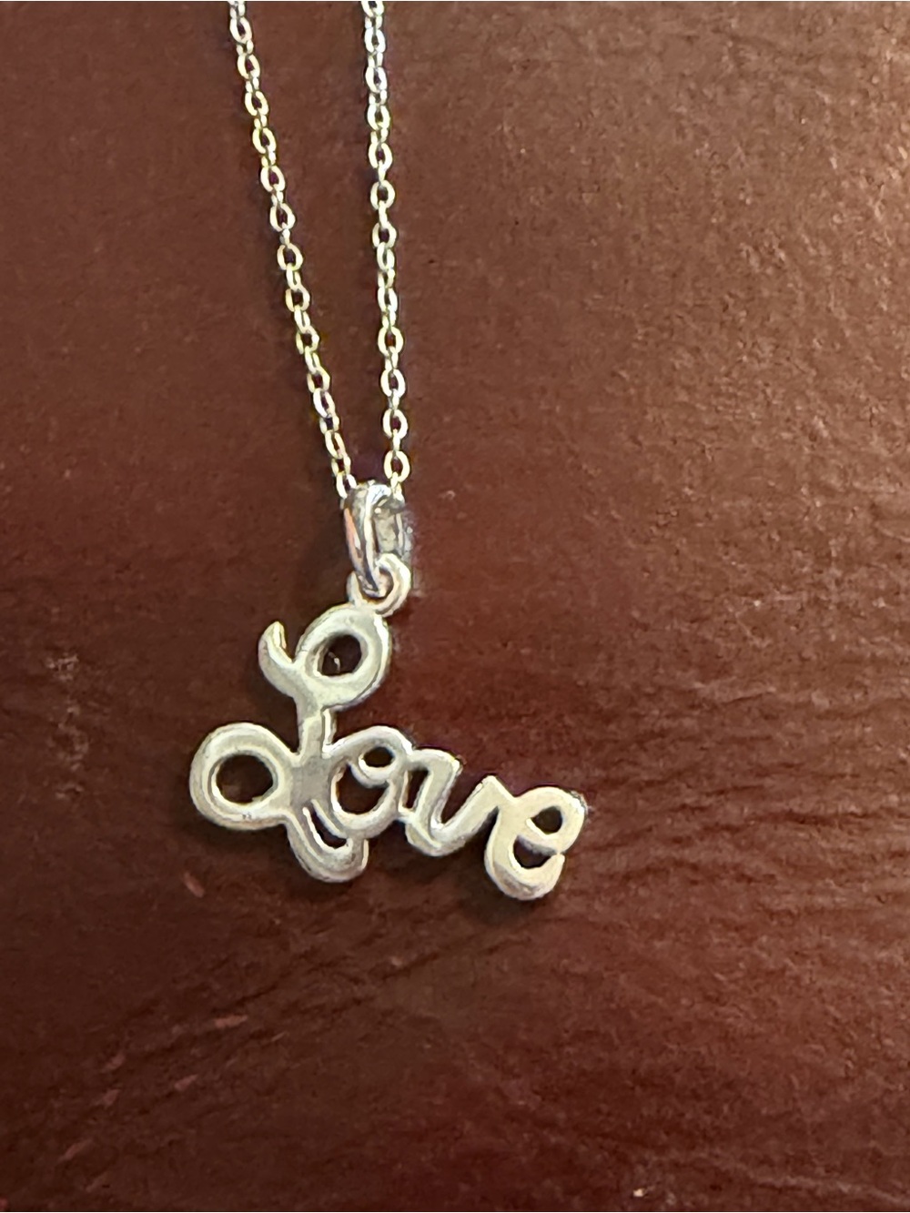 Sterling Silver "Love" Script Pendant Necklace - Women Jewelry
